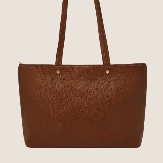 Medium Brown Jesie Top Zip Tote.